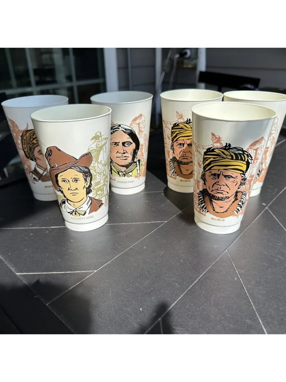 VINTAGE 1970S SLURPEE CUPS WILD WEST CHIEFS CALAMITY JANE LOT OF 6